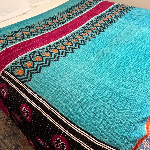 Hand Crafted Other - KANTHA QUILT HANDCRAFTED LIGHTWEIGHT REVERSIBLE BLANKET THROW BEDDING